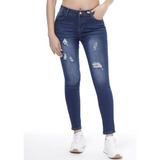 Jeans De Mezclilla Tiro Alto Resalta Glúteos Estilo Skinny