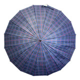 Paraguas Semiautomático Tipo Bastón Diseño Escocés Filtrouv Color Azul Marino