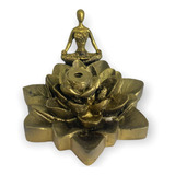 Incensário Cascata Flor De Lotus Pontudo Yoga Dourado 7 Cm