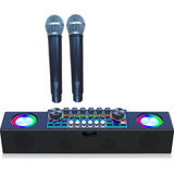 Tarjeta De Sonido Inalambrica Karaoke 2 Microfonos Bluetooth