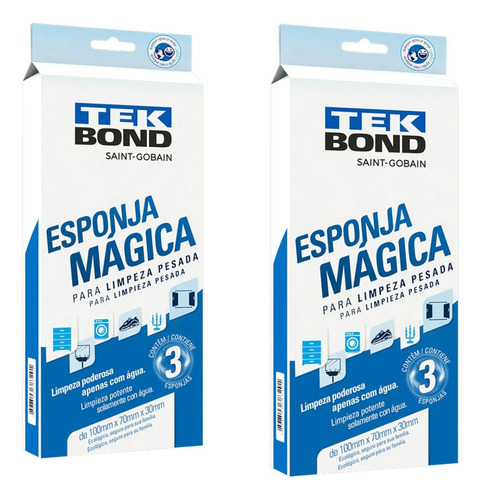 Kit C/6 Esponjas Mágica Tekbond Para Limpeza Pesada