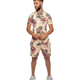 Conjunto Curto Masculino Estampado Básico Moda Verão