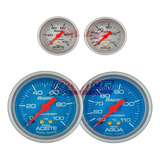 Kit 2 Relojes Temperatur Agua Presion De Aceite Racing 52mm 