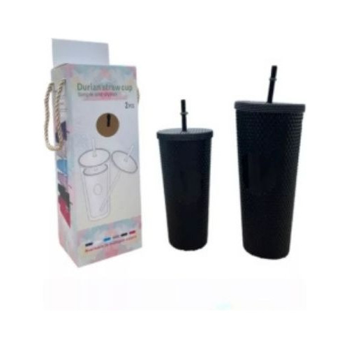 Pack De 2 Vasos Tipo Starbucks Con Bombilla Color Negro