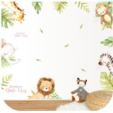 Vinilo Decorativo Infantil 5 Animales Safari Boho Acuarela 