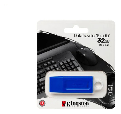 Pendrive Kingston Exodia 32gb Usb 3.2 Azul Kc-u2g32-7gb