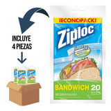 4 Pz - Ziploc Bolsas Para Sandwich Economax - 20 Bolsas/caja