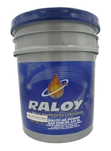 Aceite Raloy Alto Kilometraje Sae25w50 Gasolina Cubeta 19l