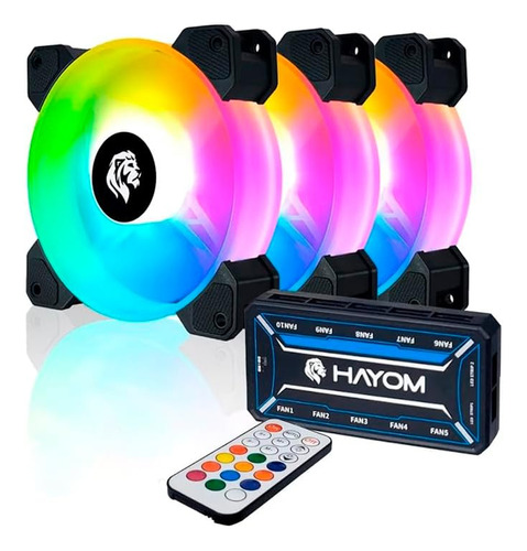 Kit 3 Fans Coolers Rgb 120mm  Com Cotroladora  Fc1306 Hayom