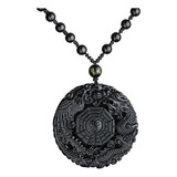 Collar Con Colgante De Obsidiana Negra 100% Natural De Omoni