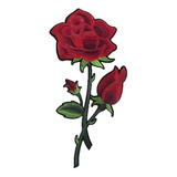 Rosa Vermelha Bordada Com Paetê Termocolante Grande 17x40cm