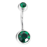 Piercing Ombligo Tb0019 2 Joyas 14gx10x5/8 Verde Os Titanium