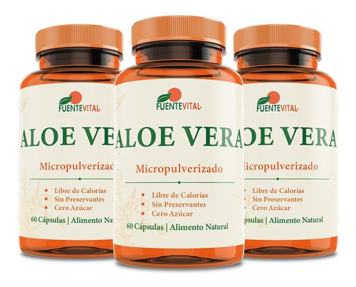 Aloe Vera 100% Cápsula Vegan - Estreñimiento, Digestión - X3