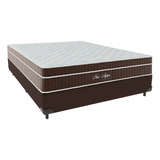 Cama + Box Casal Marrom Colchão New Aspen Comfort Prime