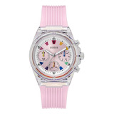 Reloj De Pulsera Para Mujer Marca Guess Correa Pink Bisel Rosa Fondo Rosa