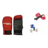 Kit Guantes Guantin P Bolsa + Soga + Par De Venda Box Kick