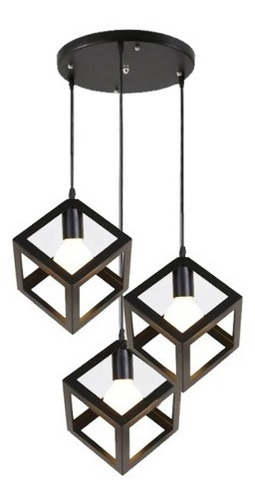 Lampara Colgante Triple Cubo Metal Vintage // Dekora