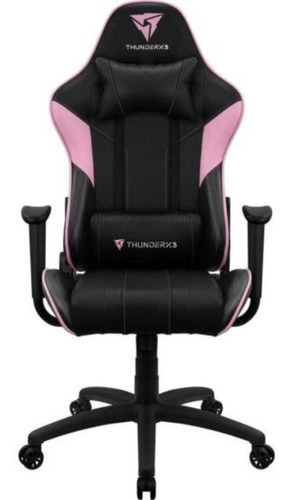 Cadeira Gamer Ec3 Thunderx3 Com Almofadas Pescoço/lombar Cor Rosa Material Do Estofamento Couro Sintético