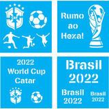 Kit 4 Peças Stencil Copa Do Mundo Brasil  - Tam 17x17 Cm 