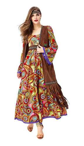 Vestido Hippie Retro Con Flecos De Los Años 60 Y 70 Para Muj