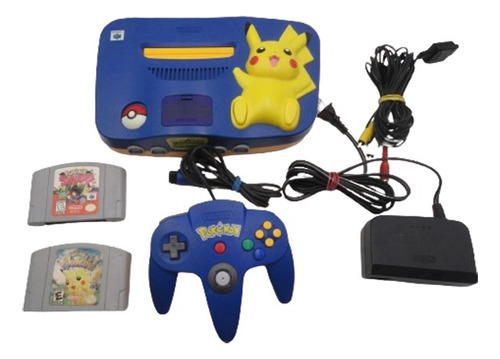 Nintendo 64 Edición Pokemon Pikachu Control Cables 2 Juegos