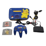 Nintendo 64 Edición Pokemon Pikachu Control Cables 2 Juegos