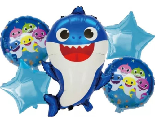 Set De Globos Baby Shark 5 Cumpleaños 