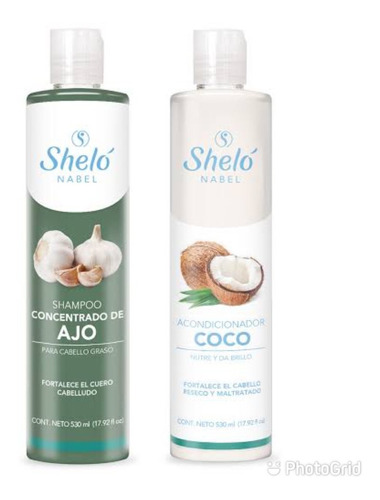 Shampoo Concentrado De Ajo Y Acondicionador De Coco Shelo.  