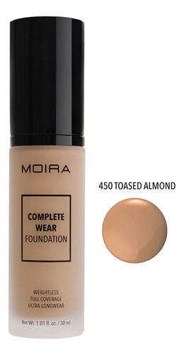 Base De Maquillaje Líquida Moira Complete Wear Foundation Acabado Mate Tono Toasted Almound Cwf450