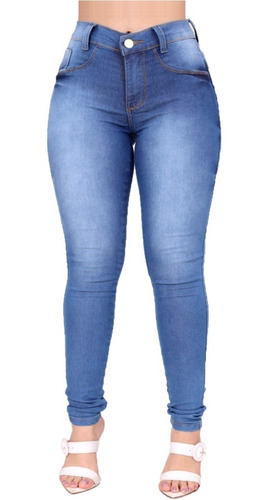 Calça Jeans Feminina Cintura Alta Cós Alto Levanta Bumbum