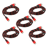 Cable Hdmi Full Hd 24k  Mallado 5mts Doble Filtro X5 Unid