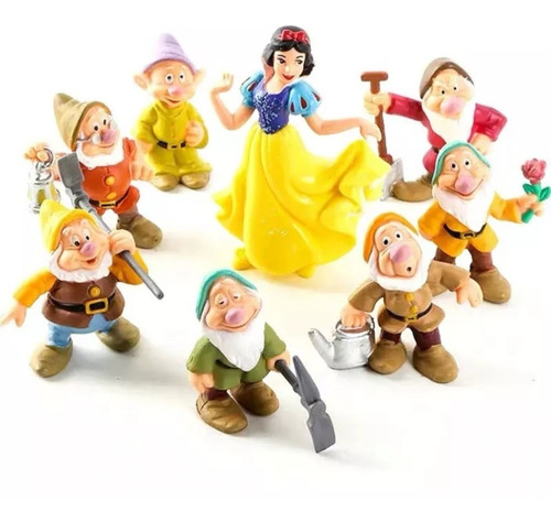 7 Enanos De Jardín + Blancanieves Mini Figuras Deco (8uni)