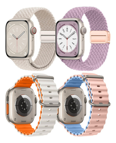 4 Correas Para Iwatch Apple Watch Se Ultra Series 9 8 7 6 5