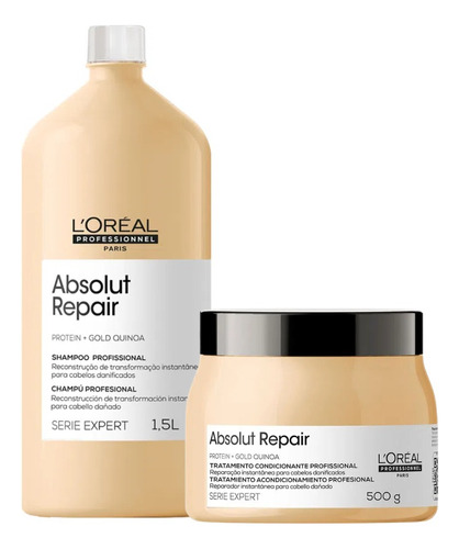 Kit Loreal Absolut Repair Gold Shampoo 1500ml+mascara 500gr