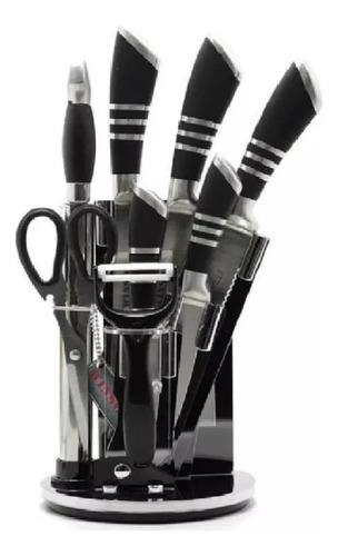 Set De Cuchillos Winsor 9 Pcs Color Plateado/negro