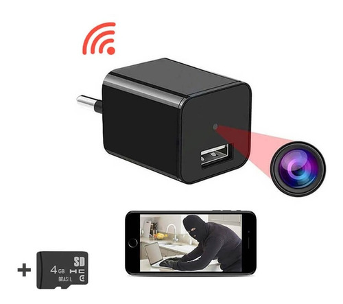 Câmera Espiã Com Wifi Para Assistir Ao Vivo 4gb