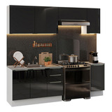 Cocina Integral Con Acessorios 240cm Lux Blanco/negro