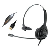 Headset Usb Voip Com Cancelador De Ruído - Agem Ah-089