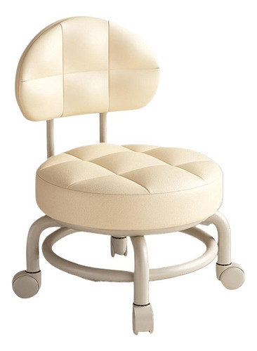 Silla Con Asiento De Ruedas Taburete De Pedicura Beige