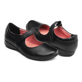 Zapato Escolar Para Niña Flexi® Velcro Piel Negro 17-21