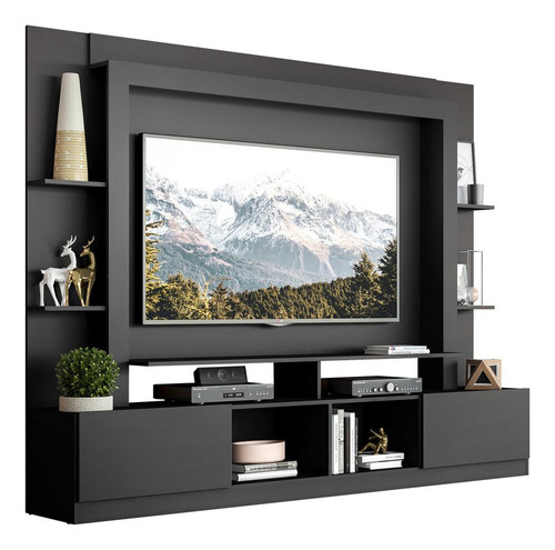 Estante Tv 65  E 2 Portas Oslo Multimóveis V3395 Cor Preto