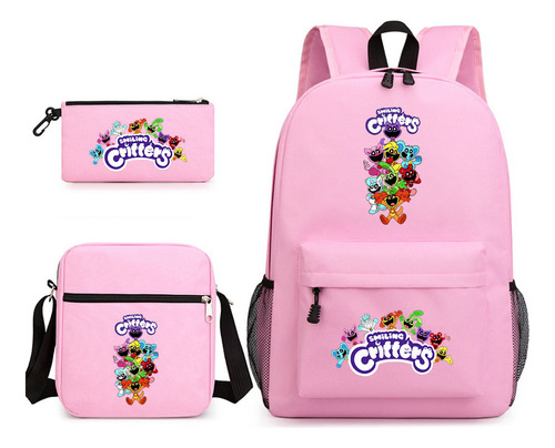 Set De 3 Mochilas Escolares Smiling Critters Bobbi Pink Para