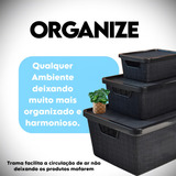 Kit 5 Caixas Organizadoras Preta Pequena Média Grande Jutta