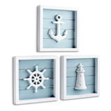 Tideandtales Nautical Wall Decor Set De 3 (7 X7 ) Decoración