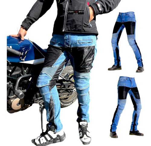 Pantalon Jeans Denim Motociclista Con Protecciones Comfort +