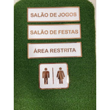 Placa Porta Banheiro Salão De Jogos Cozinha Festas C/ 4