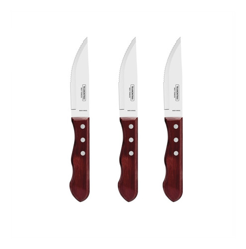 Set X 3 Cuchillos Tramontina Polywood Jumbo Asado Churrasco