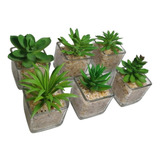 Kit 3 Plantas Mini Suculentas Artificiais Vaso Vidro