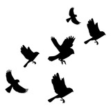 Cuadro Pájaros Volando- Madera Calada - Negro Deco - 10x10cm