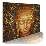 Quadro Decorativo 1 Peça Grande Buda Folha Dourada Religioso